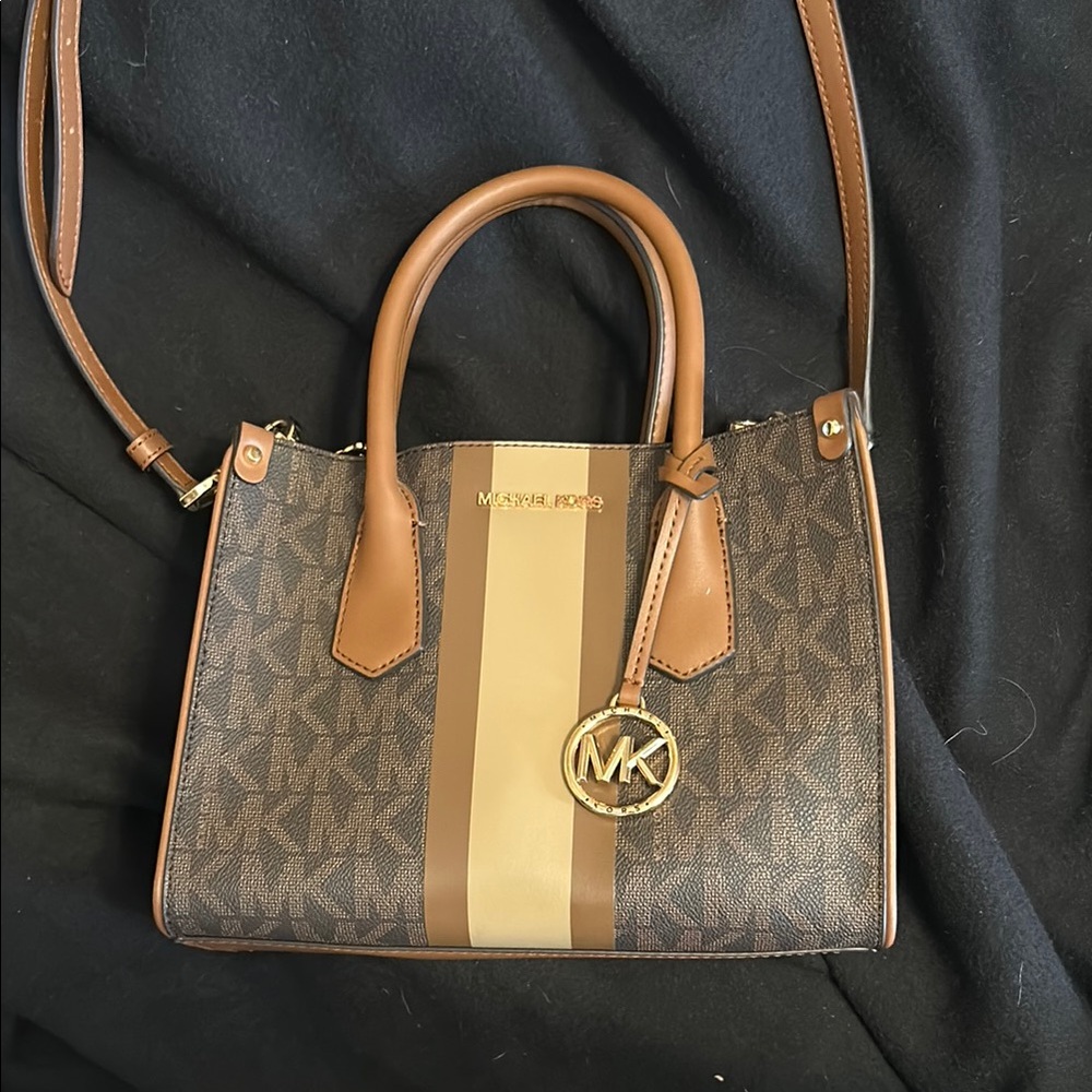 Michael Kors Brown and Tan Satchel Bag Small